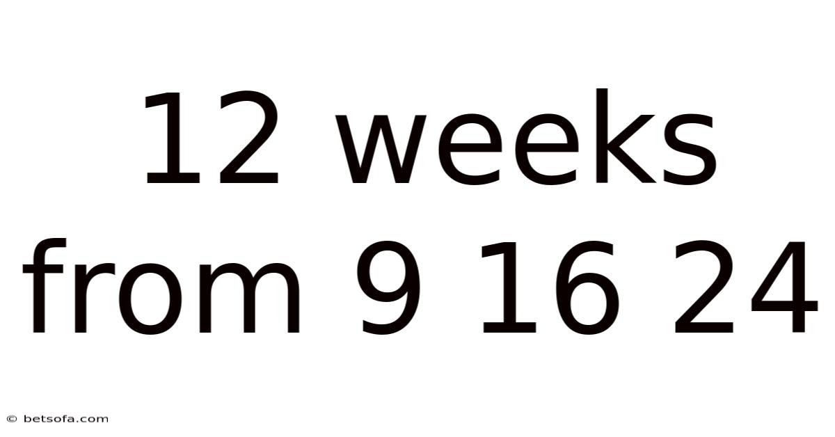 12 Weeks From 9 16 24