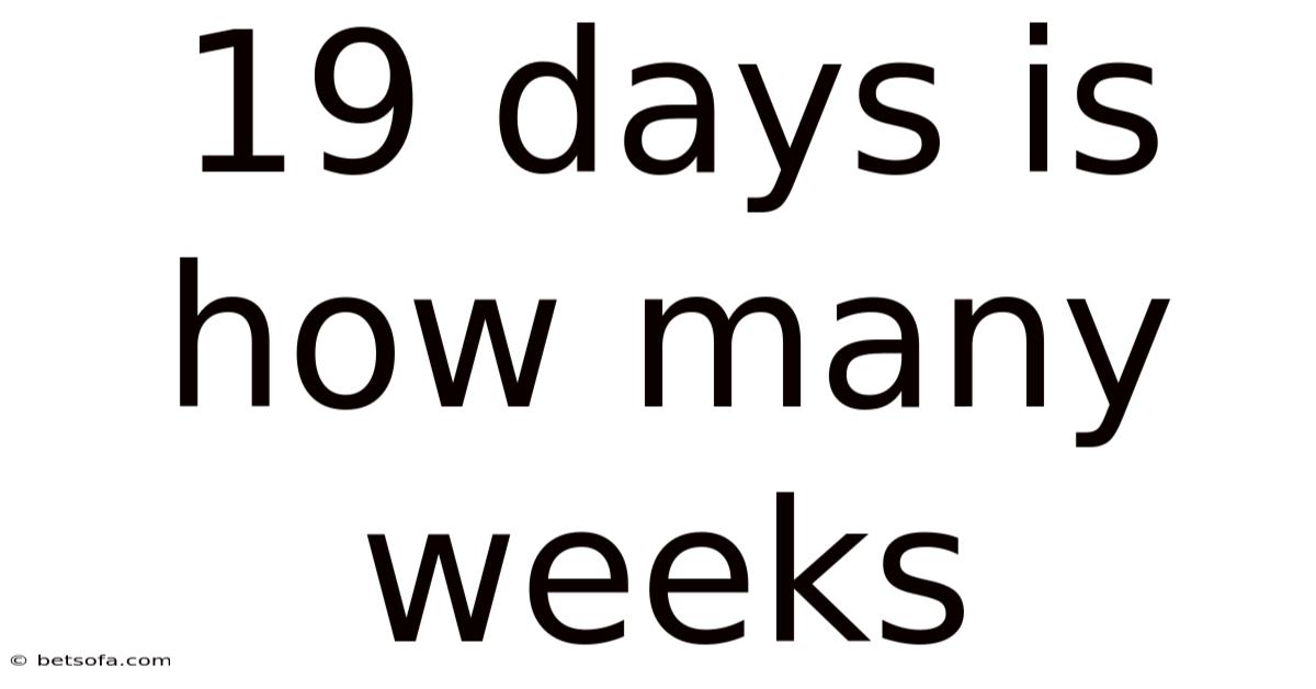 19 Days Is How Many Weeks