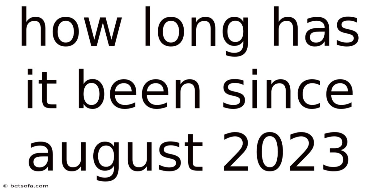 How Long Has It Been Since August 2023