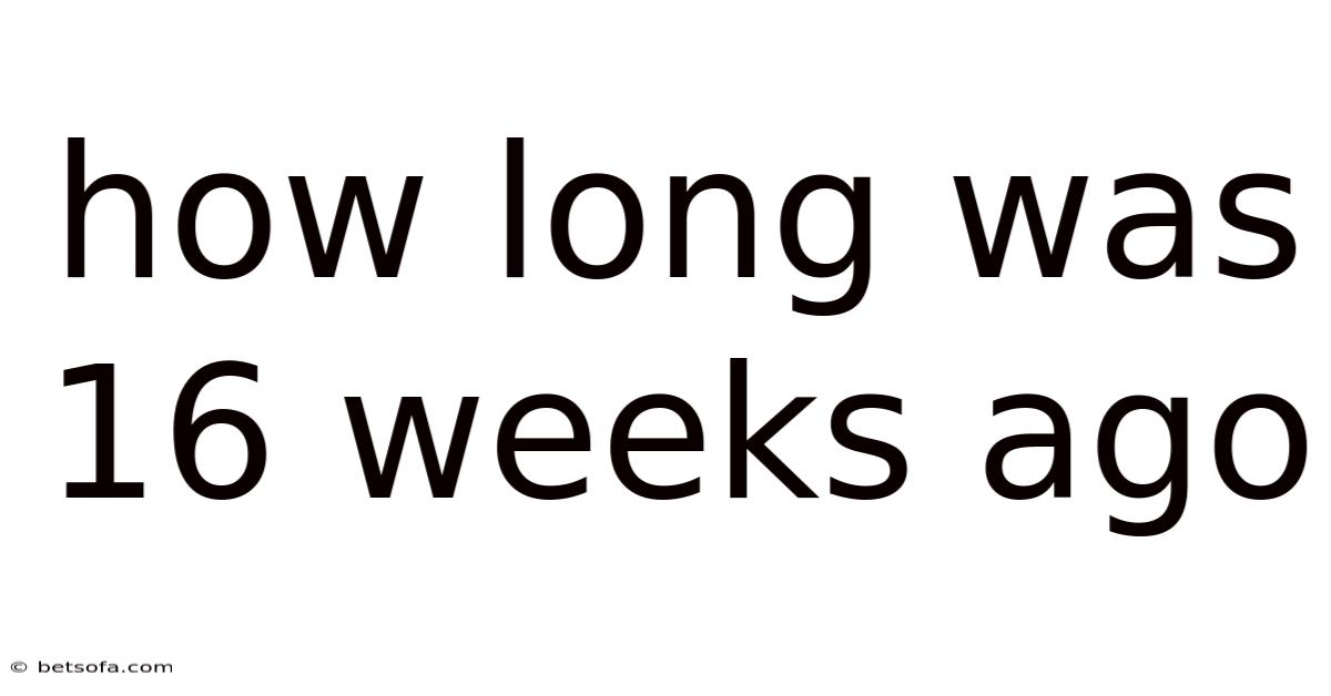 How Long Was 16 Weeks Ago