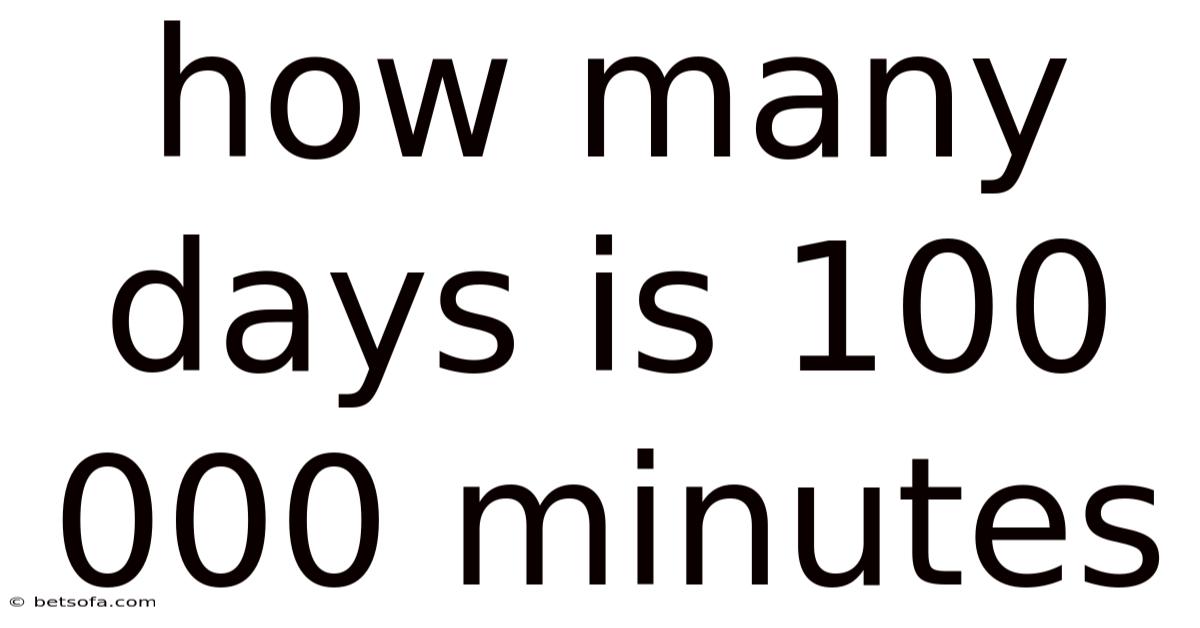 How Many Days Is 100 000 Minutes